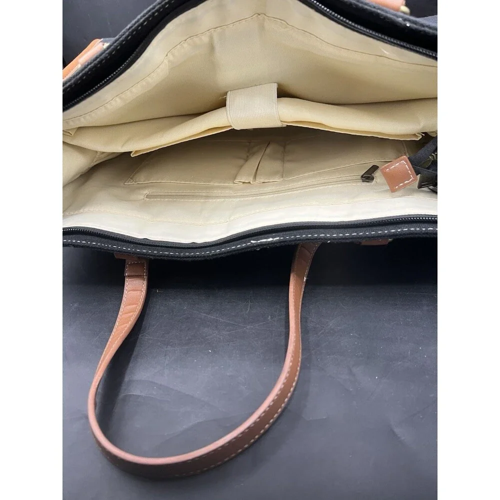 Keyli Canvas Laptop Tote Bag Black 15.6” Work Business Office Carryall Purse
